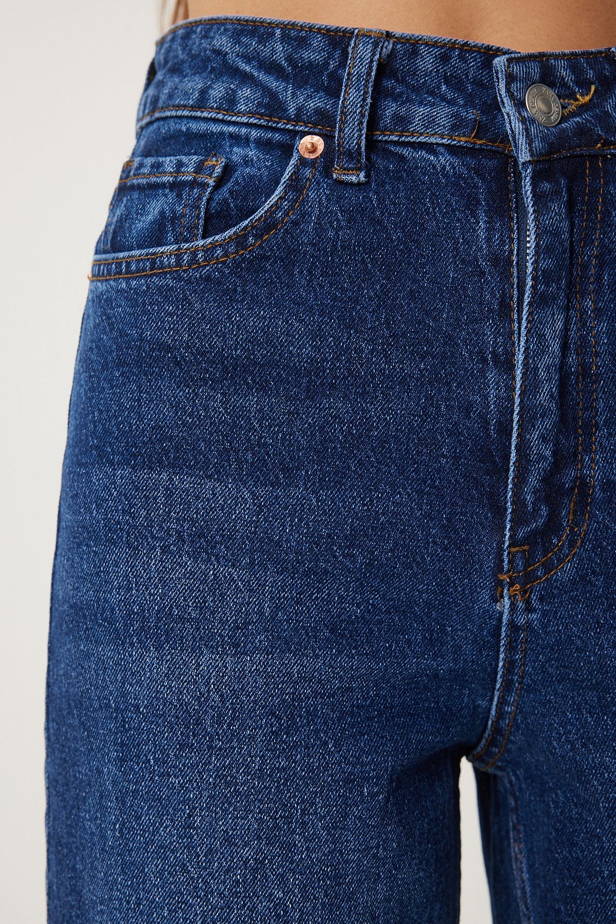 Koyu Mavi Yüksek Bel Baggy Jean UT00022