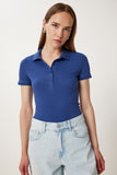 Lacivert Polo Yaka Örme T-Shirt FK00039