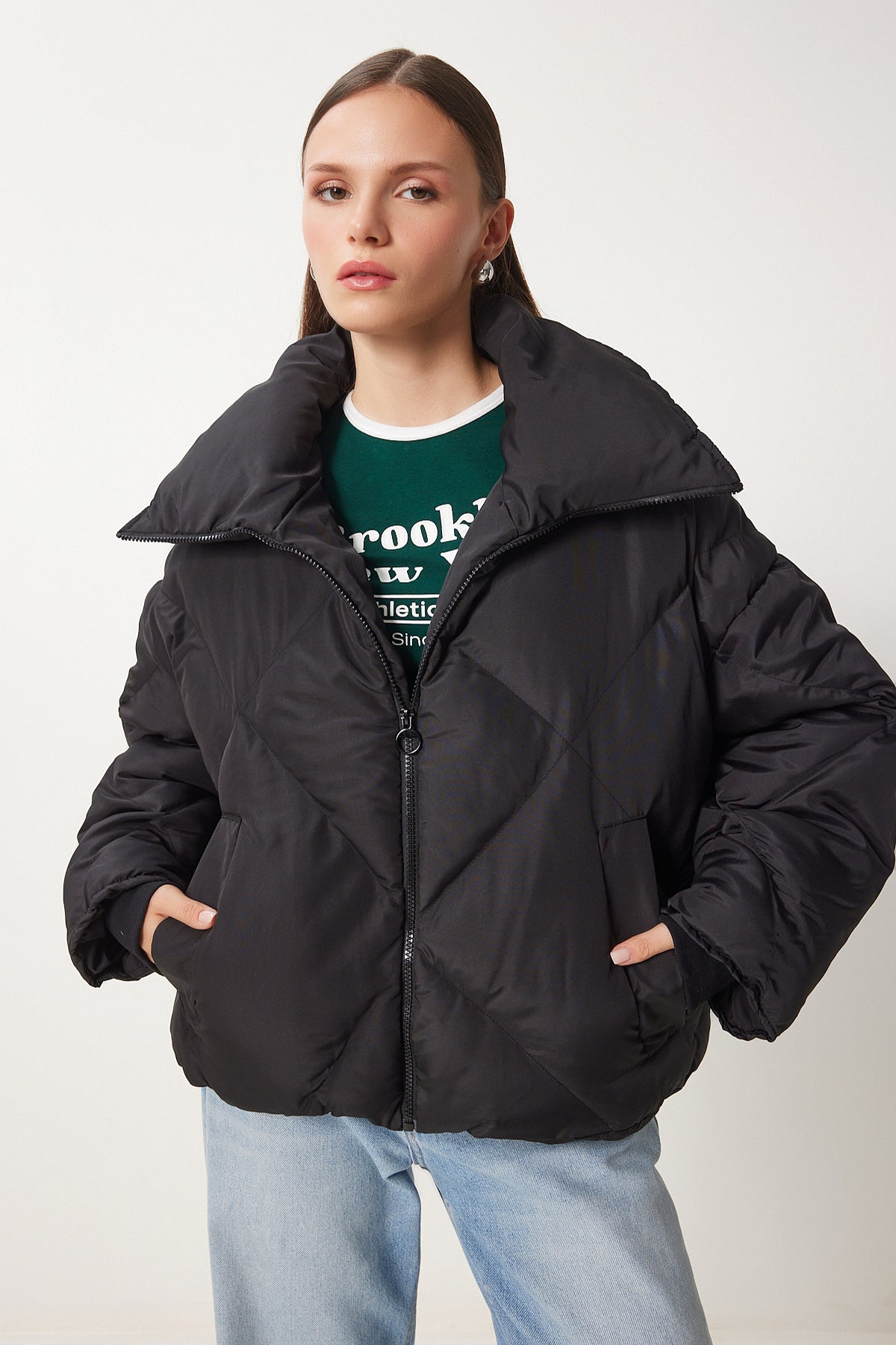 Siyah Oversize Şişme Mont RV00006
