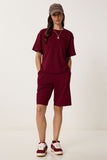 Bordo Bermuda Şort T-Shirt Takım BY00059