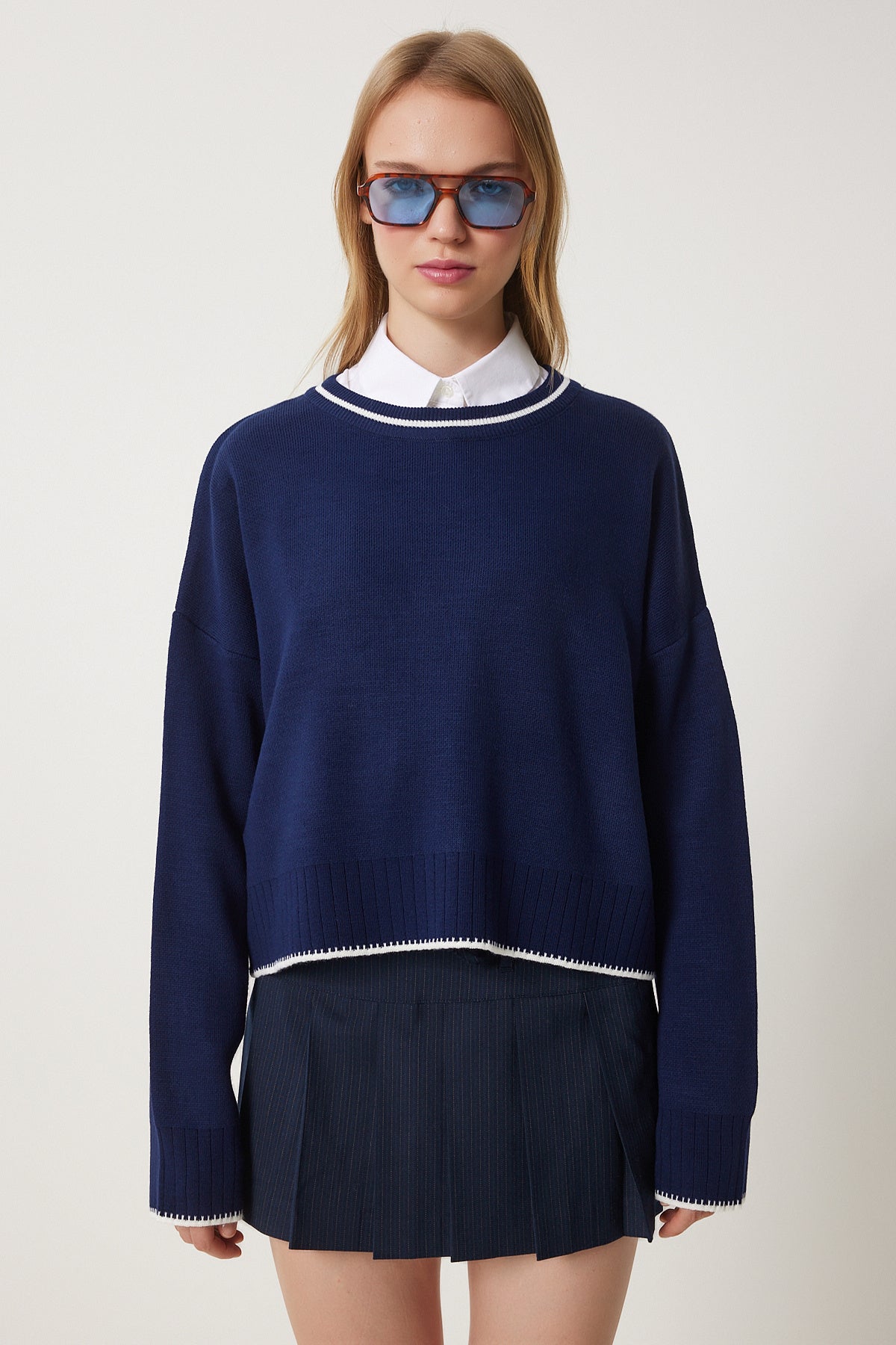 Lacivert Basic Triko Kazak PF00010