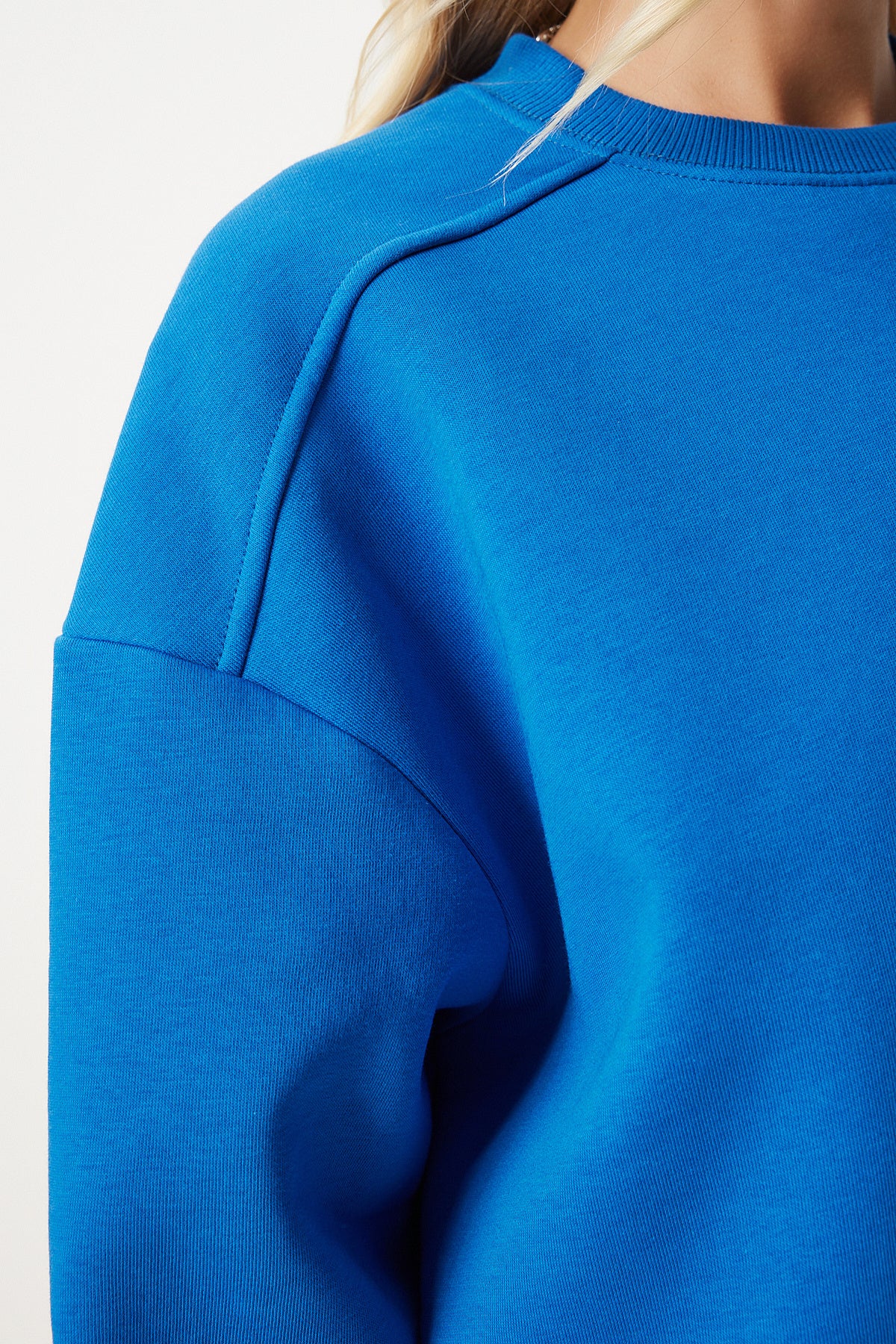 Mavi Fermuar Detaylı Şardonlu Örme Sweatshirt UB00148