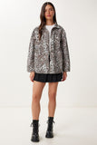 Siyah Kahverengi Leopar Desenli Gabardin Ceket GP00025