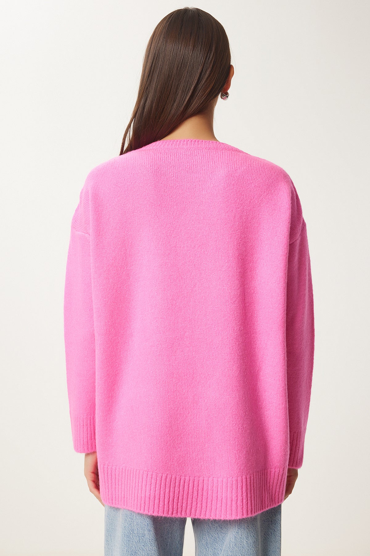 Pembe Oversize Triko Kazak PN00054