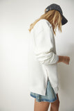 Ekru Fermuar Detaylı Şardonlu Örme Sweatshirt UB00148