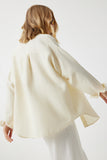 Açık Krem Oversize Basic Müslin Gömlek MX00150