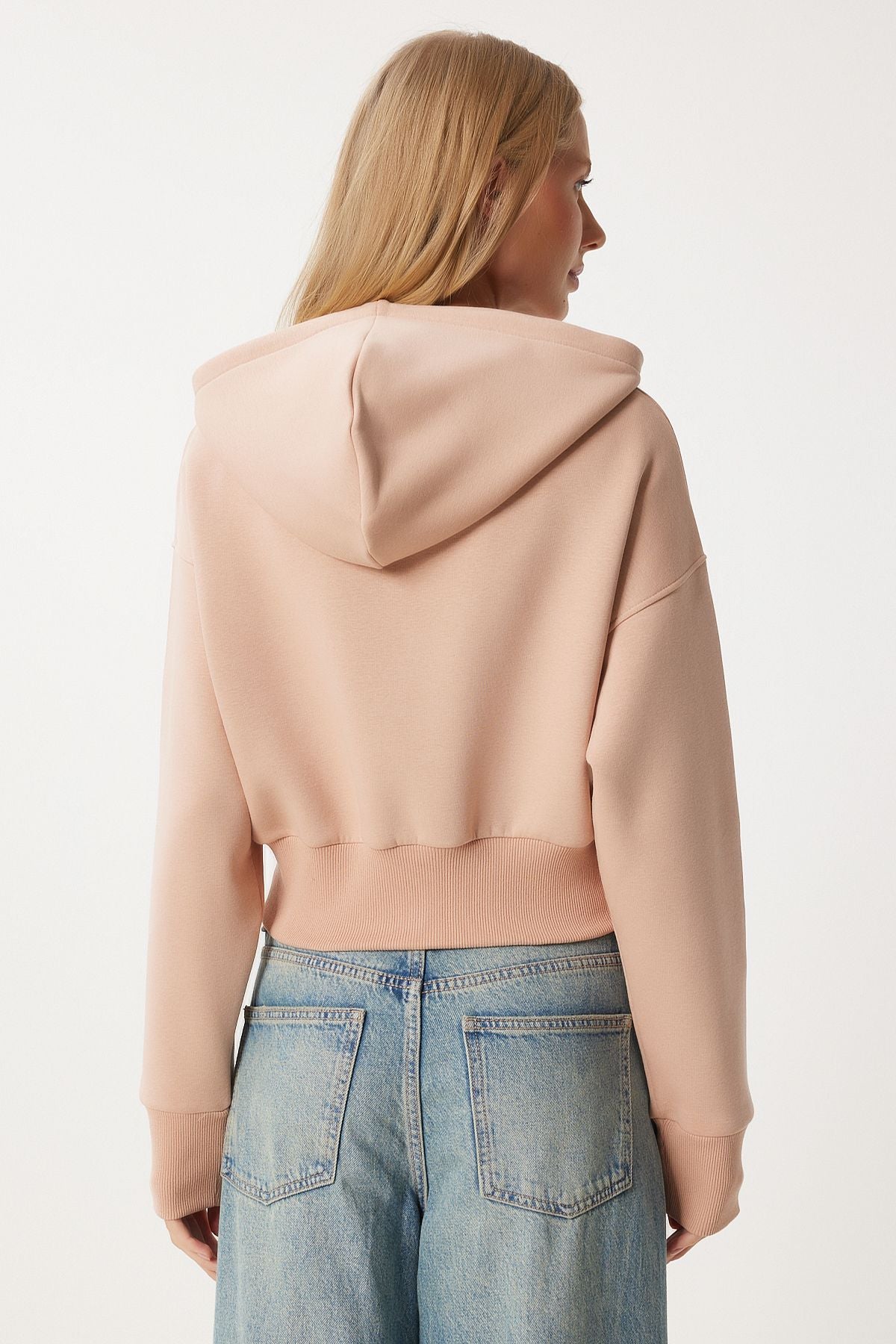 Bisküvi Kapüşonlu Şardonlu Fermuarlı Sweatshirt OW00051