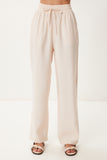 Krem Geniş Paça Yazlık Modal Pantolon BV00157