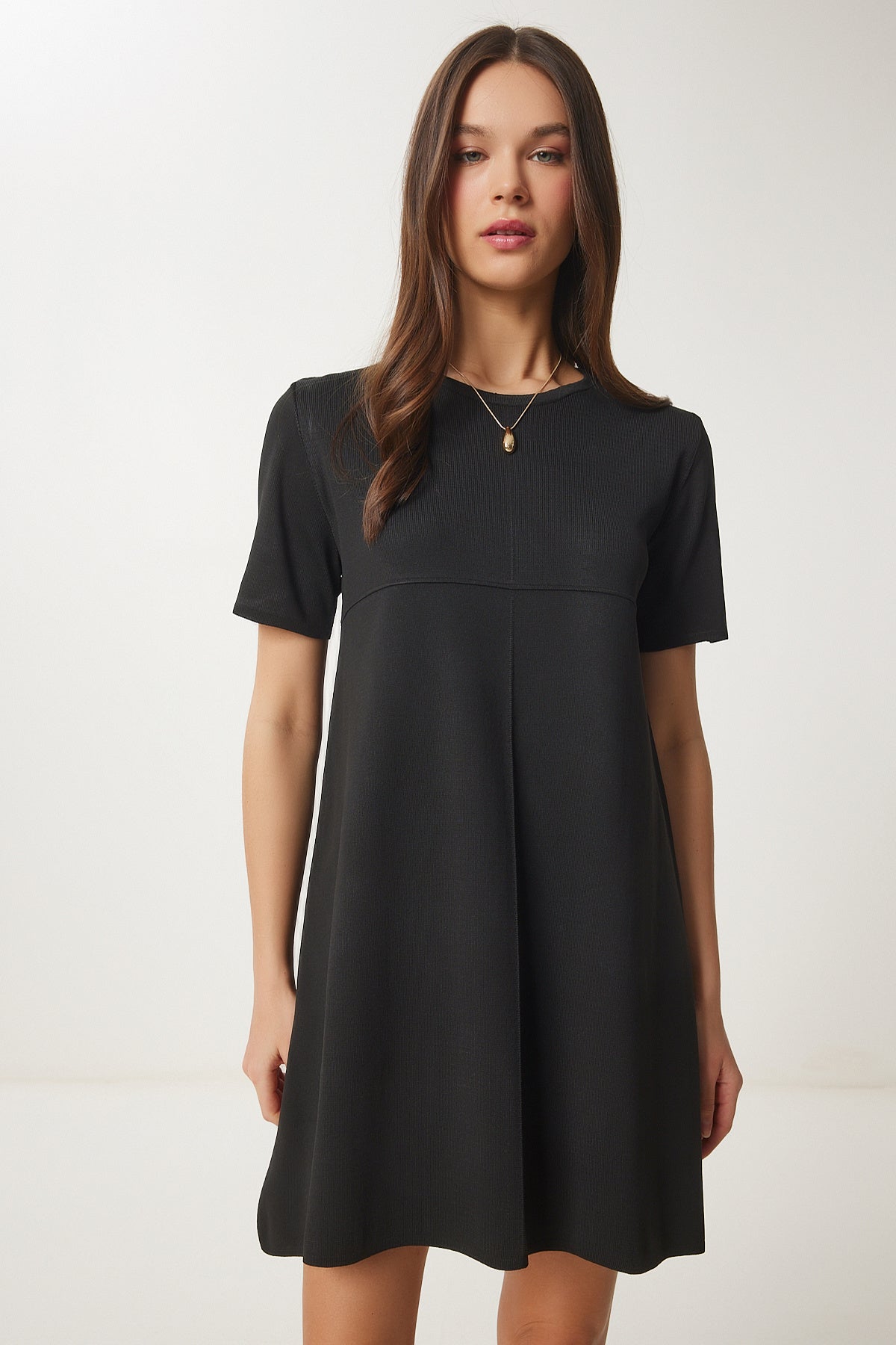 Siyah Oversize Basic Triko Elbise UB00368