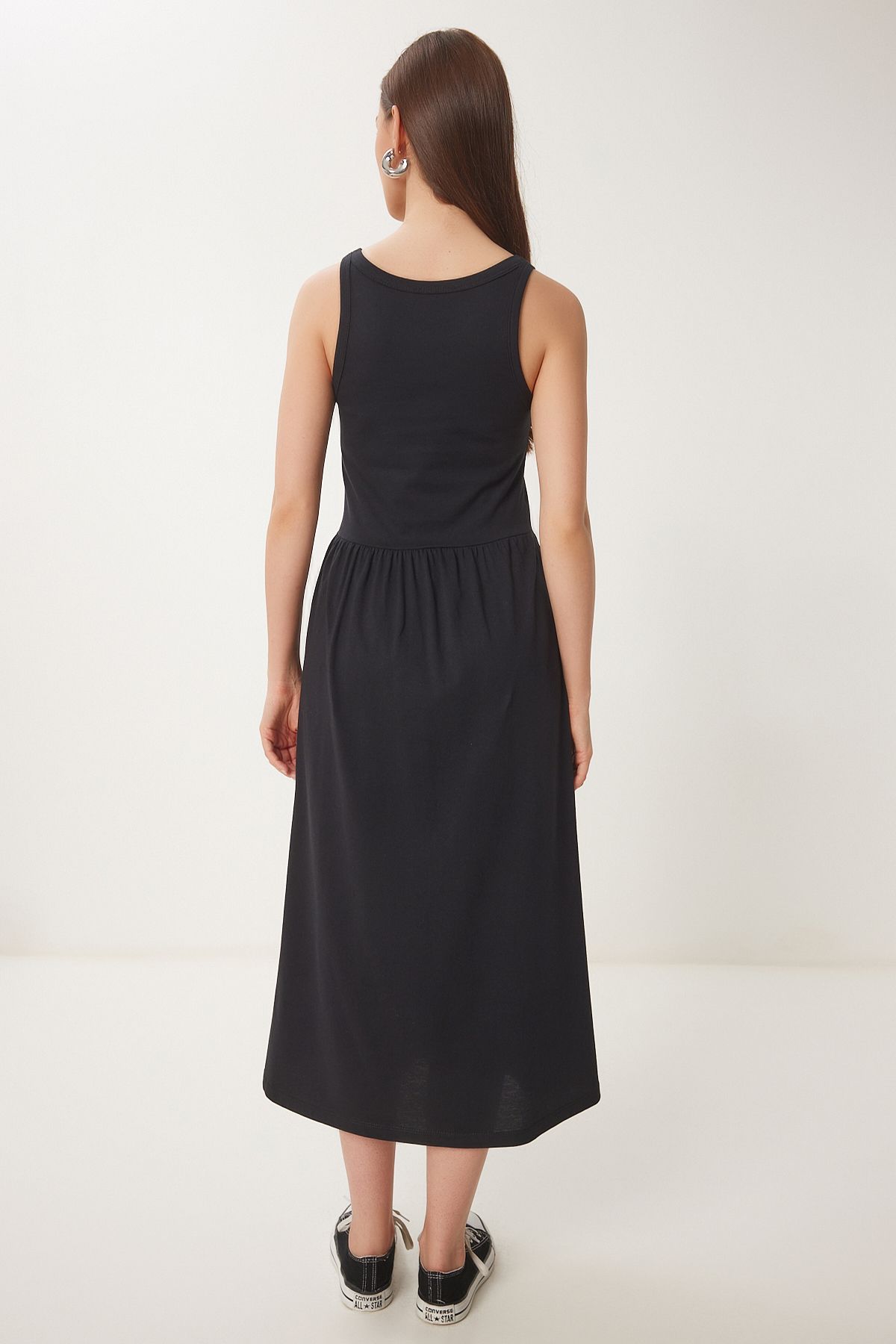 Siyah Halter Yaka Basic Yazlık Örme Elbise CR00474