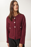 Bordo Düğmeli Tüvit Ceket WF00048