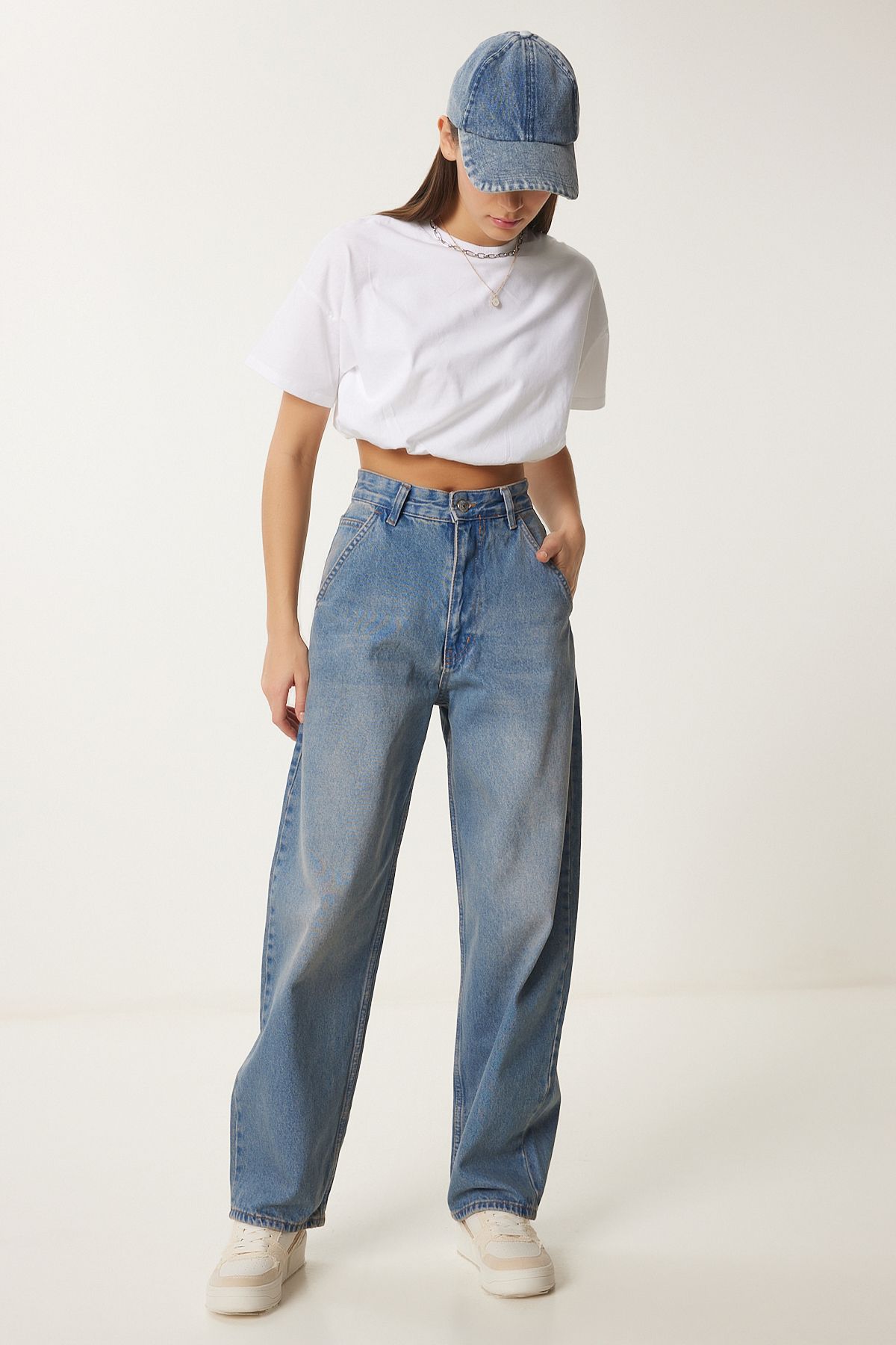 Mavi Yıkamalı Baggy Jean OK00064