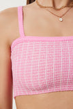 Pembe Askılı Esnek Yazlık Triko Crop Bluz NS00436