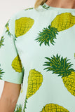 Mint Yeşili Desenli Şortlu Örme Pijama Takımı XE00001