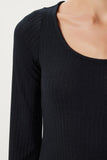 Siyah Basic Esnek Fitilli Örme Elbise UB00468