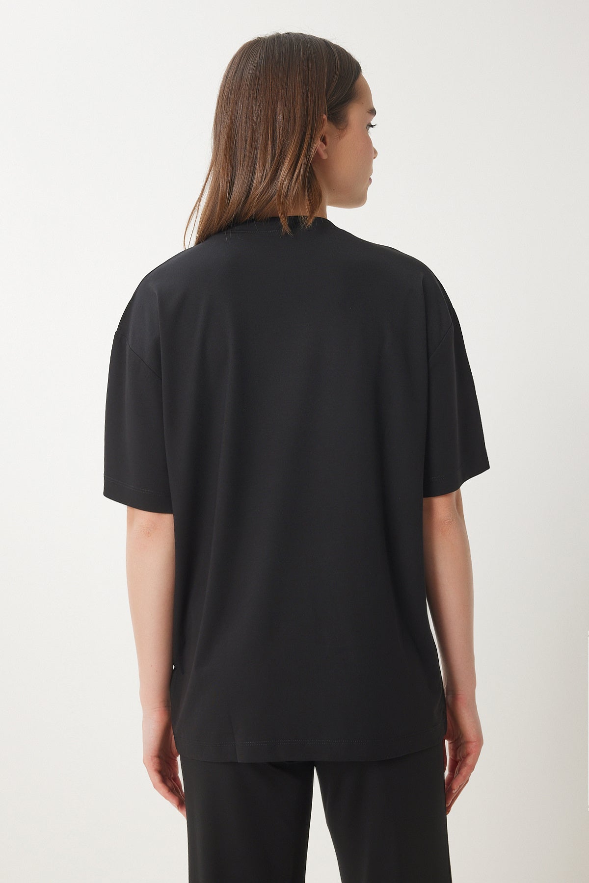 Siyah Oversize Örme T-Shirt Pantolon Takım FN03452