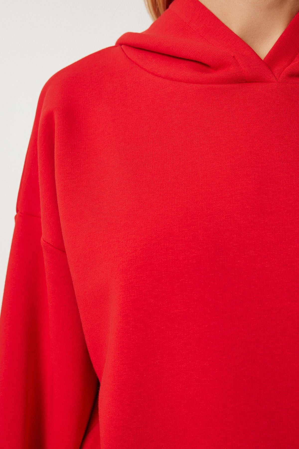 Kırmızı Kapüşonlu Şardonlu Sweatshirt OW00050