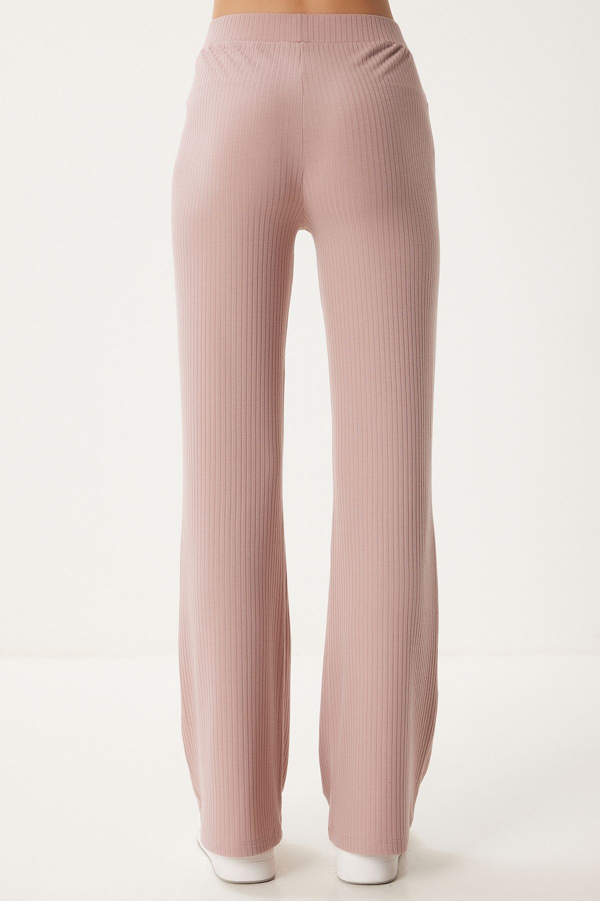 Pudra Rahat Fitilli Örme Bluz Pantolon Takım OW00054