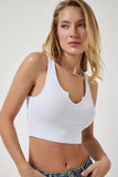 Antrasit Beyaz Askılı 2'Li Paket Crop Örme Bluz OW00031