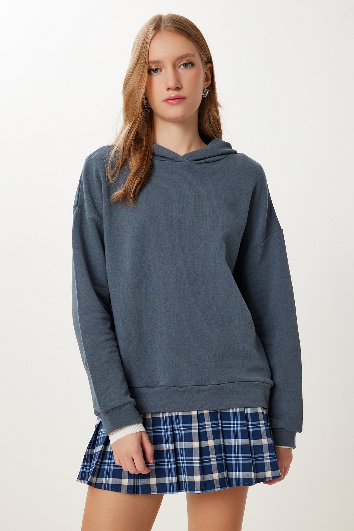 Füme Kapüşonlu Örme Sweatshirt UB00456