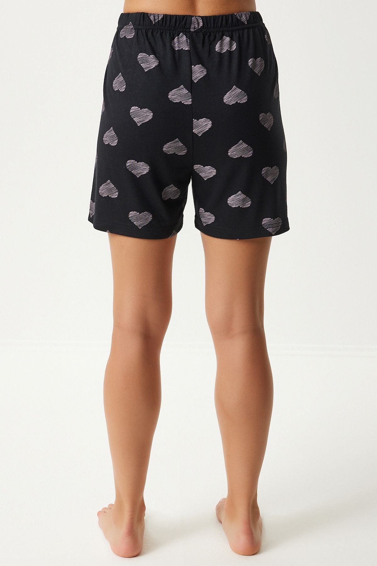 Siyah Kalpli Gömlek Şort Pijama Takımı EC00041