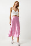 Pembe Saten Yüzeyli Etek DD01144
