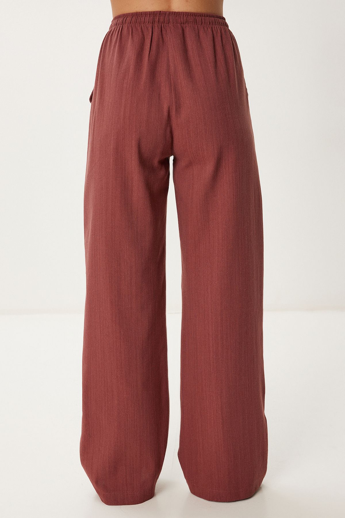 Bordo Keten Yelek Pantolon Takım NO00025