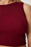Bordo Dokulu Yazlık Bluz Etek Takım FW00010
