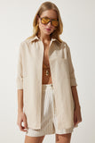 Latte Tek Cepli Boyfriend Poplin Gömlek CY00014