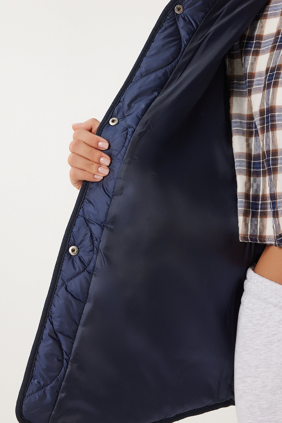 Lacivert Cepli Oversize Kapitone Mont DZ00098