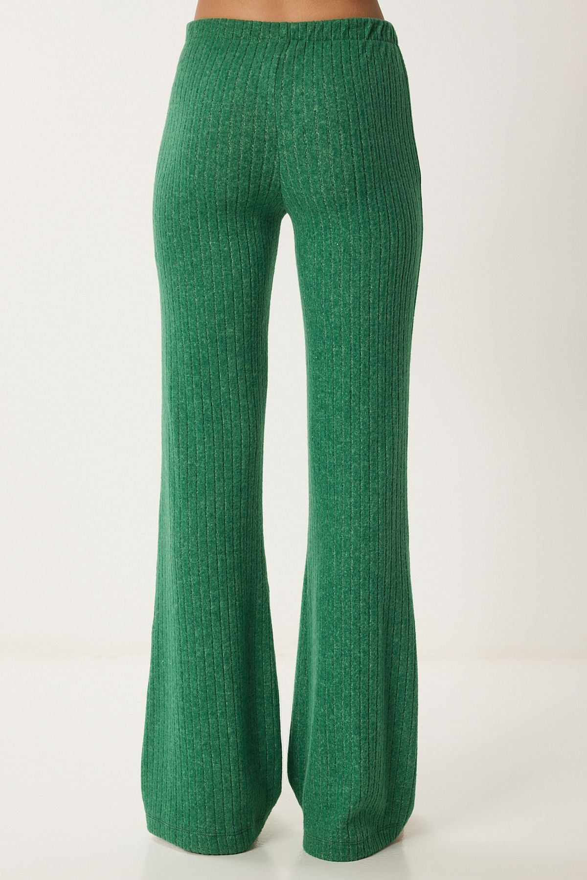 Yeşil Rahat Fitilli Örme Bluz Pantolon Takım RG00047
