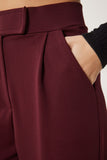 Bordo Beli Cırtlı Rahat Dokuma Pantolon RV00150