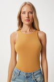 Hardal Bisiklet Yaka Çıtçıtlı Dokuma Body  FN03363