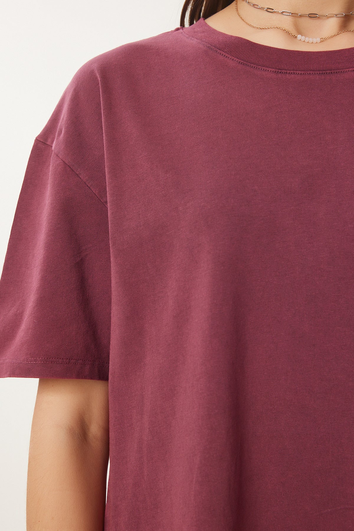 Bordo Soluk Efektli Basic Örme Elbise BF00102
