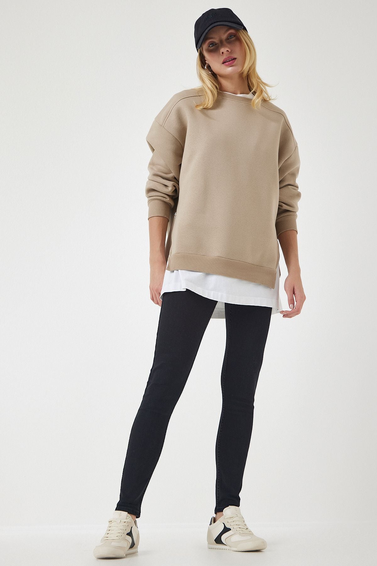 Vizon Fermuar Detaylı Şardonlu Örme Sweatshirt UB00148