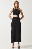 Siyah Cut Out Detaylı Fitilli Örme Elbise MC00269