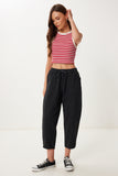 Siyah Capri Rahat Gabardin Pantolon GP00019