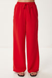 Kırmızı Geniş Paça Keten Pantolon DP00261