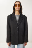Siyah Premium Süet Blazer Ceket FN03443