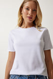Siyah Beyaz Bisiklet Yaka 2'Li Paket Basic Örme T-Shirt UB00238