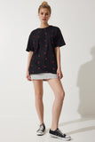 Siyah Kalpli %100 Pamuk Oversize Uzun Örme T-Shirt NJ00148