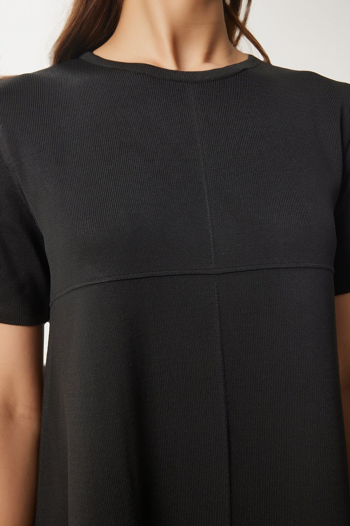 Siyah Oversize Basic Triko Elbise UB00368