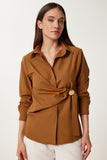 Camel Altın Aplikeli Poplin Gömlek US00975