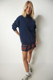 Lacivert Dik Yaka Basic Şardonlu Sweatshirt UB00166