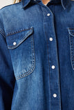 Koyu Mavi Kapaklı Cepli Denim Gömlek UL00044