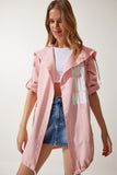 Pembe Baskılı Oversize Gabardin Ceket SA00023