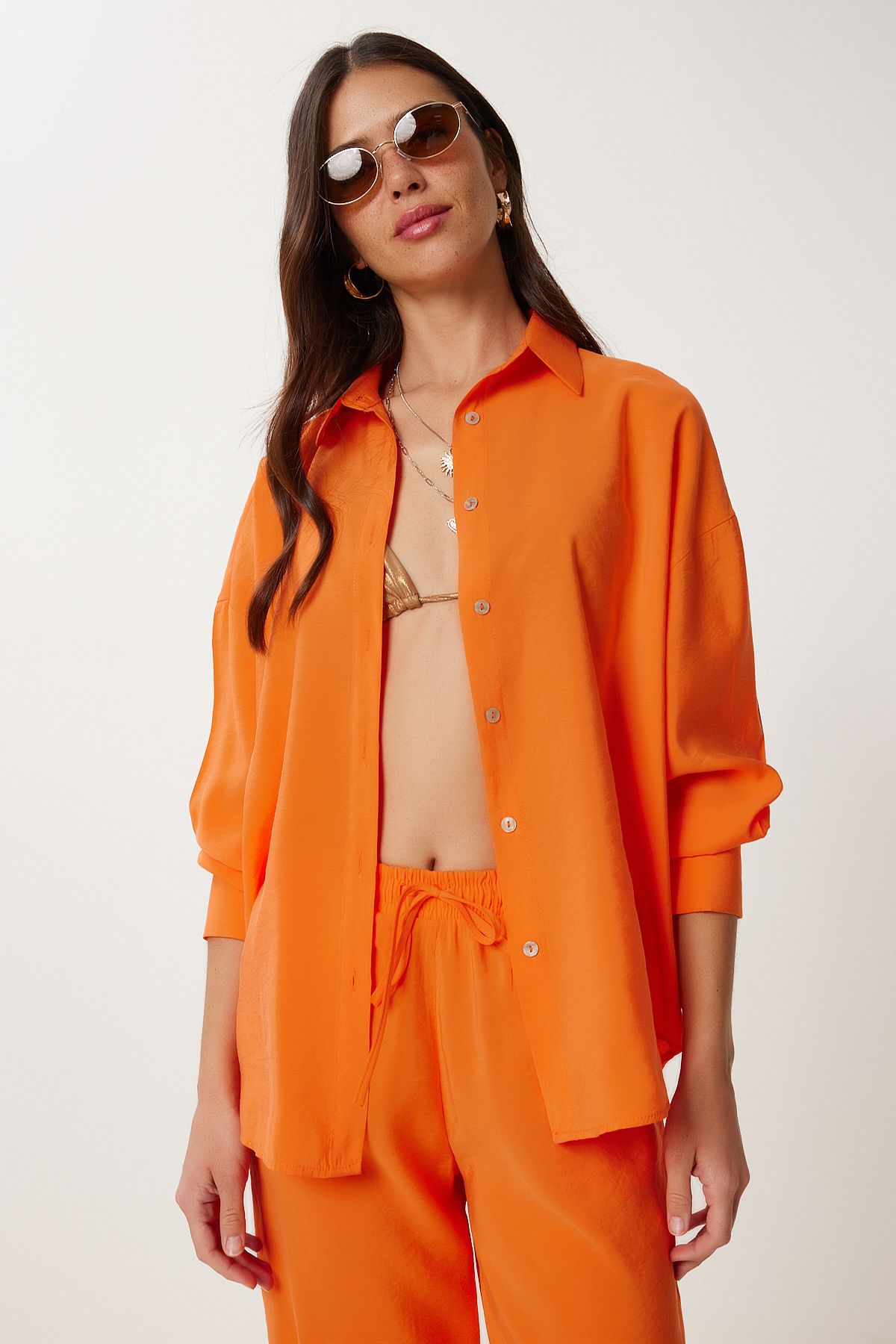 Oranj Oversize Ayrobin Gömlek Pantolon Takım WF00137
