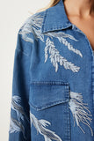 Mavi Nakış İşlemeli Denim Ceket ES00168