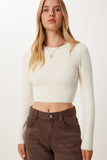 Krem Basic Crop Triko Kazak MX00248