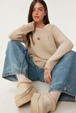 Canlı Krem Oversize Triko Kazak PN00054
